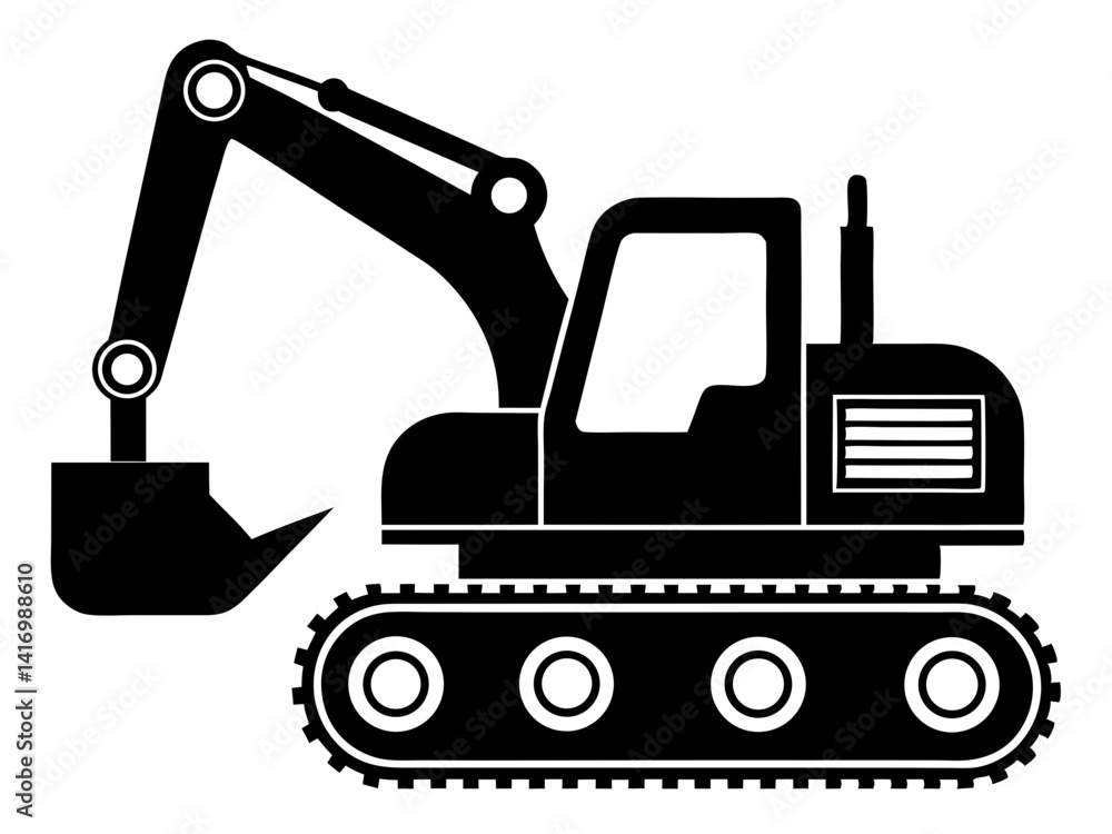 Excavator Silhouette Vector Design, Excavator SVG File, Construction Vehicle Icon Excavator Silhouette Vector Design, Excavator SVG File, Construction Vehicle Icon