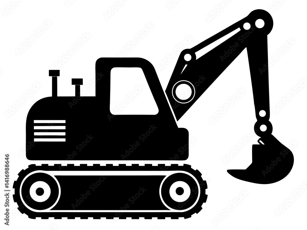 Excavator Silhouette Vector Design, Excavator SVG File, Construction Vehicle Icon Excavator Silhouette Vector Design, Excavator SVG File, Construction Vehicle Icon