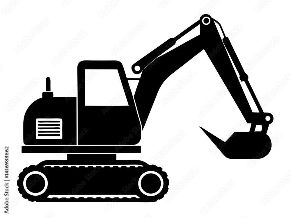 Excavator Silhouette Vector Design, Excavator SVG File, Construction Vehicle Icon Excavator Silhouette Vector Design, Excavator SVG File, Construction Vehicle Icon