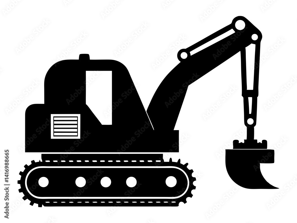 Excavator Silhouette Vector Design, Excavator SVG File, Construction Vehicle Icon Excavator Silhouette Vector Design, Excavator SVG File, Construction Vehicle Icon