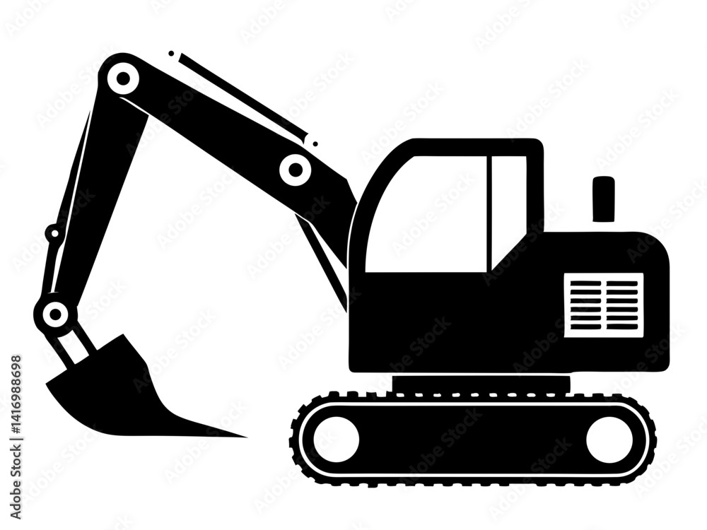 Excavator Silhouette Vector Design, Excavator SVG File, Construction Vehicle Icon Excavator Silhouette Vector Design, Excavator SVG File, Construction Vehicle Icon