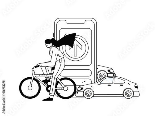Flat vector concept operation hand drawn illustration of people taking a taxi
