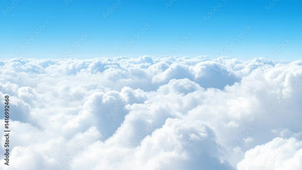 Expansive View of Fluffy White Clouds Against a Clear Blue Sky Creating a Serene and Tranquil Atmosphere Expansive View of Fluffy White Clouds Against a Clear Blue Sky Creating a Serene and Tranquil Atmosphere