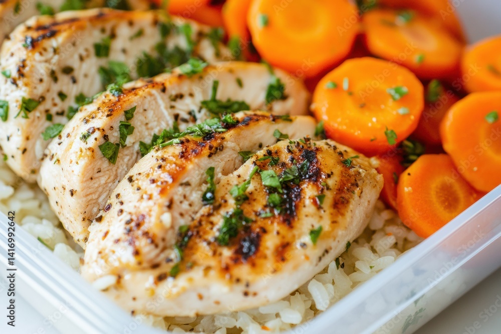 Grilled chicken with rice and carrots – delicious and nutritious meal Grilled chicken with rice and carrots – delicious and nutritious meal
