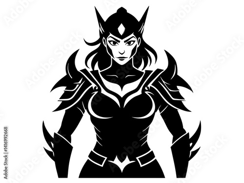 Female Warrior Silhouette Vector Design, Warrior Woman SVG, Strong Heroine SVG