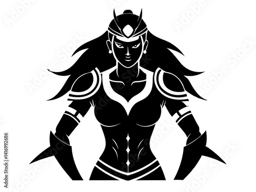 Female Warrior Silhouette Vector Design, Warrior Woman SVG, Strong Heroine SVG