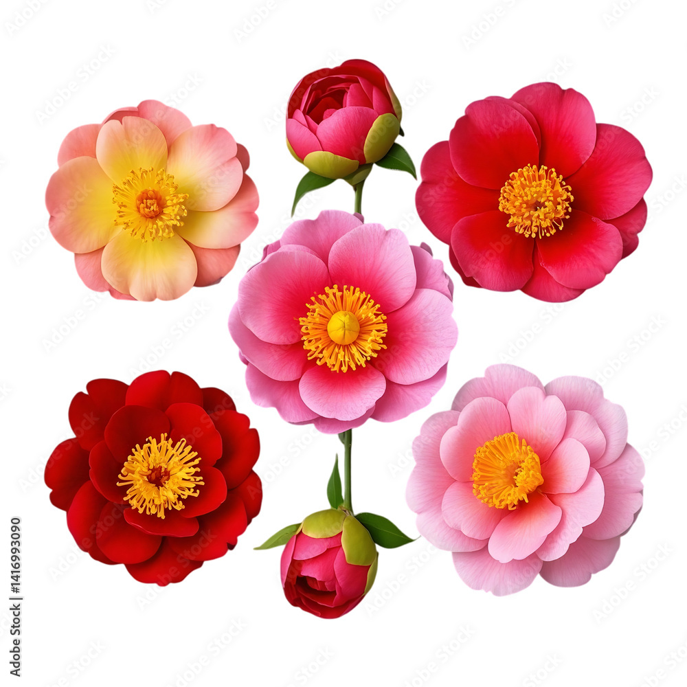 Fototapeta premium set of flowers isolated on transparent background