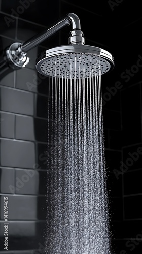 Designer chrome shower with adjustable settings high resolution photo