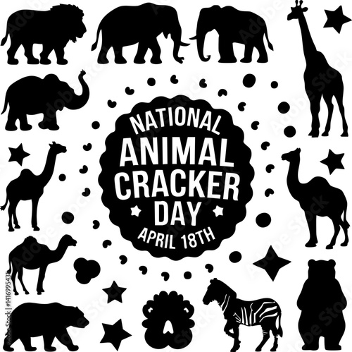 National Animal Cracker Day April 18th Vector Design