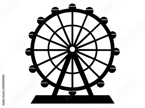 Ferris Wheel Silhouette Vector Design, Amusement Park SVG, Carnival Ride