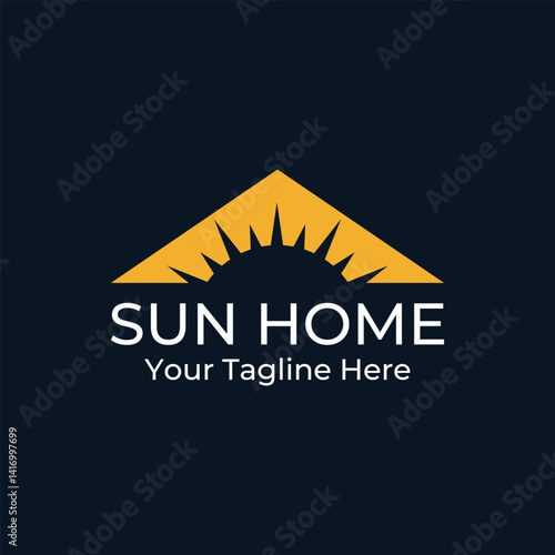 Simple and modern solar house logo vector. Perfect for construction industry, solar panels and others related to logos.