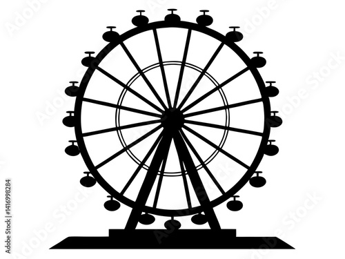 Ferris Wheel Silhouette Vector Design, Amusement Park SVG, Carnival Ride