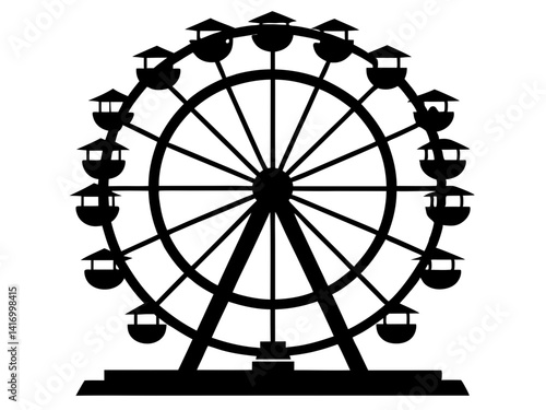 Ferris Wheel Silhouette Vector Design, Amusement Park SVG, Carnival Ride