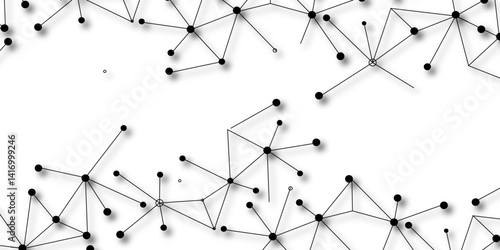 A beautiful Chaotic abstract line seamless pattern .Technology black illustration . Connected lines with dots .graphic background dots with connections for your design, illustration