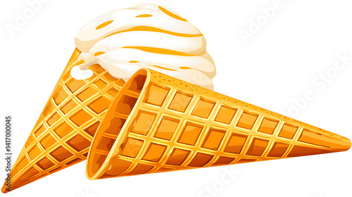 A delicious ice cream cone topped with colorful sprinkles, placed on a clean white background, evoking a sense of summer joy and sweetness.
