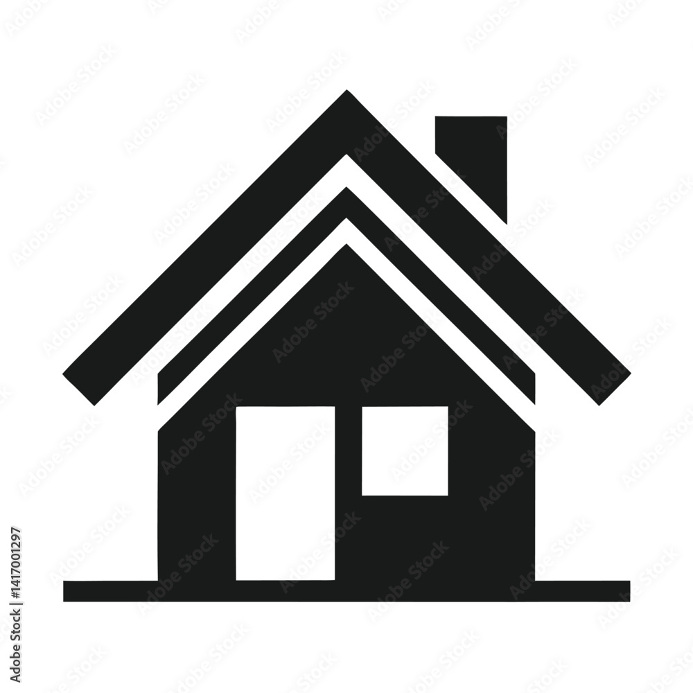 Simple House with Chimney Vector Icon Simple House with Chimney Vector Icon