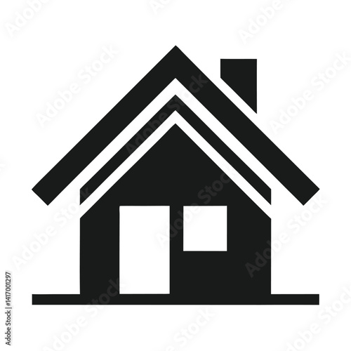 Simple House with Chimney Vector Icon
