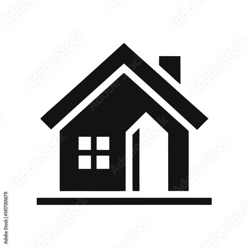 Simple House with Chimney Vector Icon