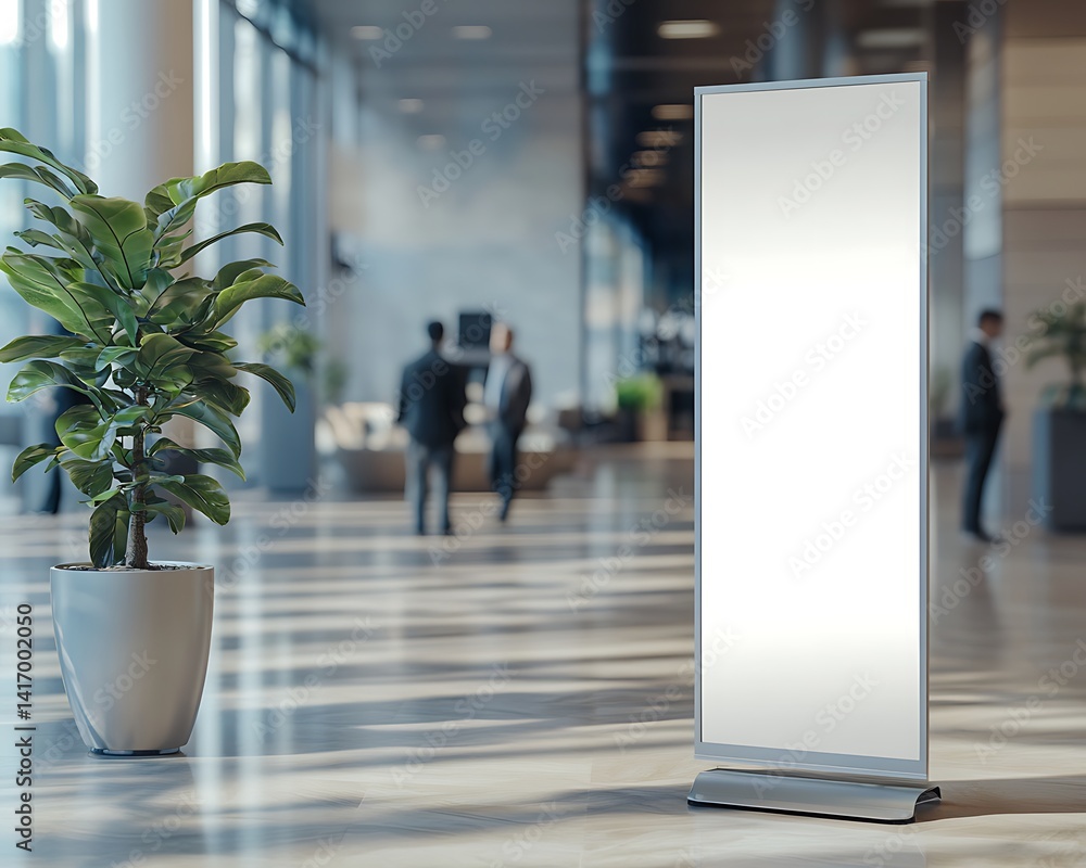 Blank Roll Up Banner with Office Lobby. Blank Roll Up Banner with Office Lobby.