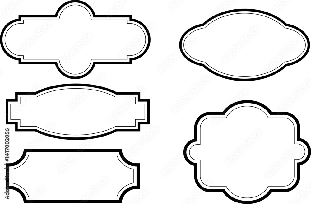 Obraz premium Set blank retro vintage labels on the transparent background. Badges shape collections. Vector illustration. Template for patch, insignias, overlay.