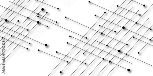 A beautiful Chaotic abstract line seamless pattern .Technology black illustration . Connected lines with dots .graphic background dots with connections for your design, illustration