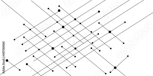 A beautiful Chaotic abstract line seamless pattern .Technology black illustration . Connected lines with dots .graphic background dots with connections for your design, illustration
