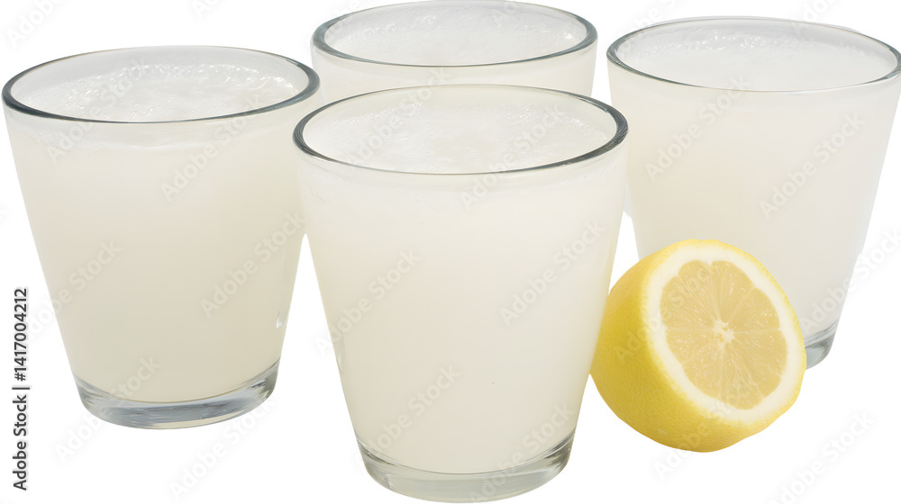 A refreshing summer cocktail in a glass with ice cubes, garnished with a slice of lime, set against a clean white background, evoking a chill and vibrant vibe.