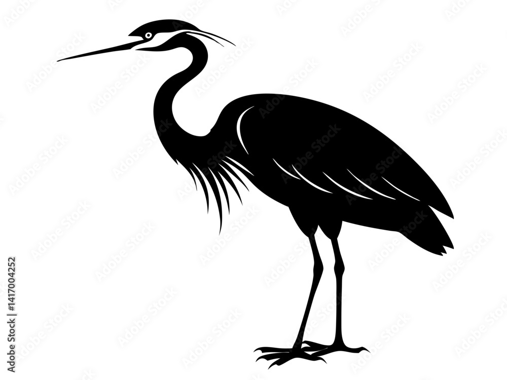 Fototapeta premium Heron Silhouette Vector Design, Heron SVG Clipart, Elegant Bird Icon