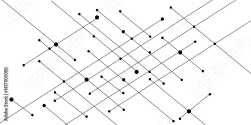 A beautiful Chaotic abstract line seamless pattern .Technology black illustration . Connected lines with dots .graphic background dots with connections for your design, illustration