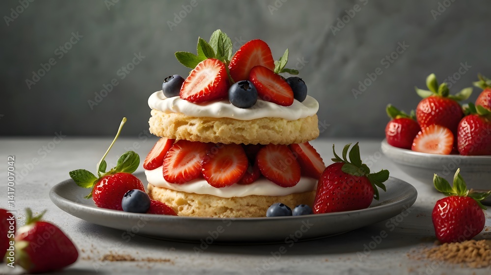 Delicious Strawberry Shortcake Dessert with Fresh Berries