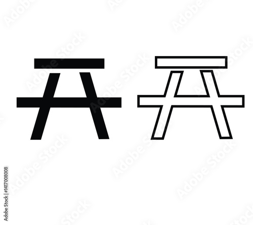 Cute cartoon hand drawn vector picnic area silhouette.