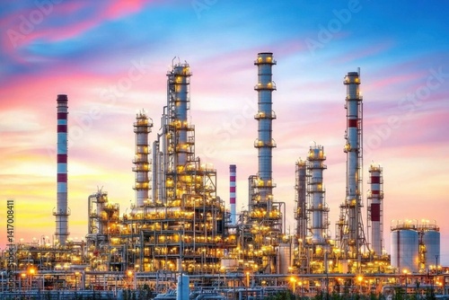 Wallpaper Mural Refinery complex shines at sunset Torontodigital.ca