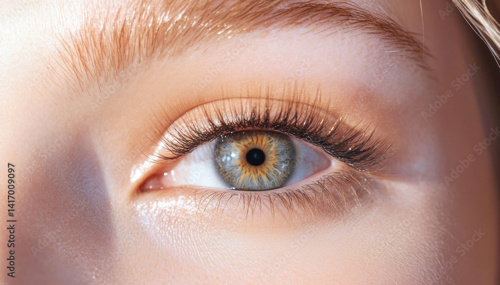 Obraz premium Woman's eye showing long eyelashes and perfect makeup