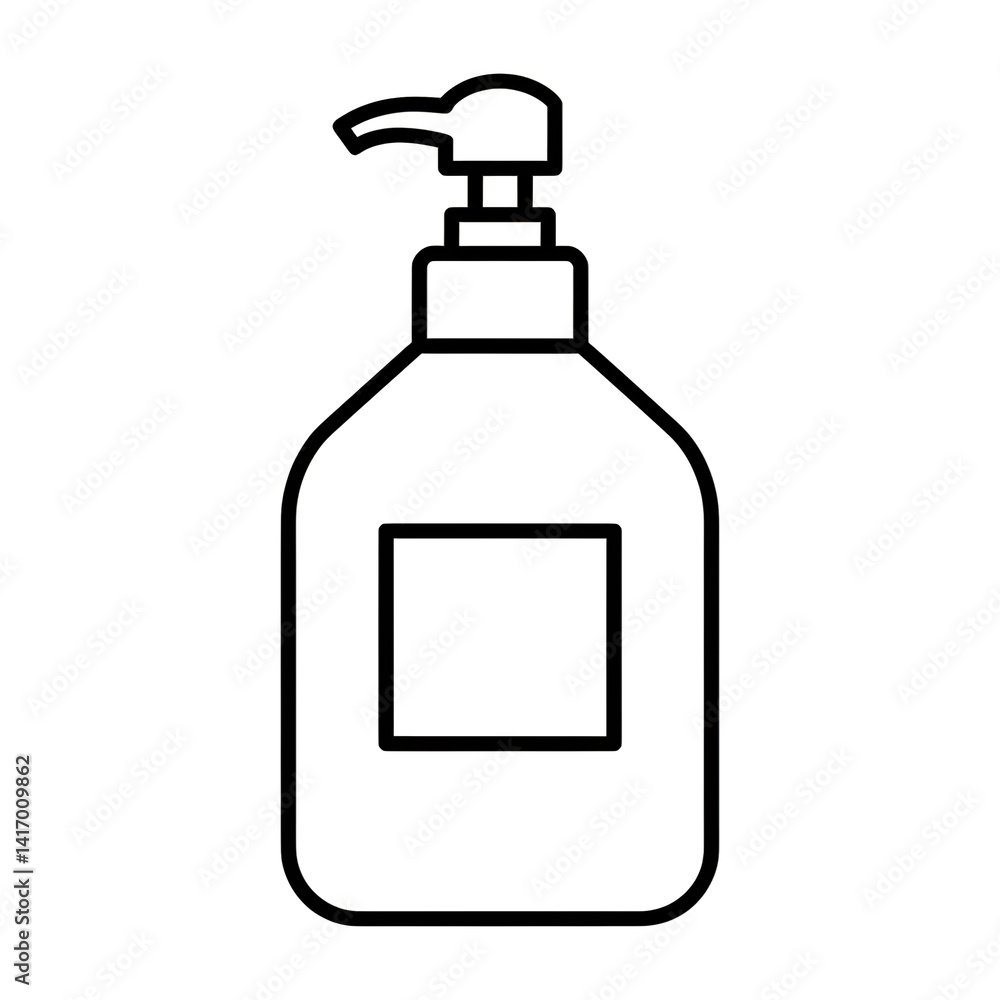 Simple Outline Icon of a Pump Dispenser Bottle Simple Outline Icon of a Pump Dispenser Bottle