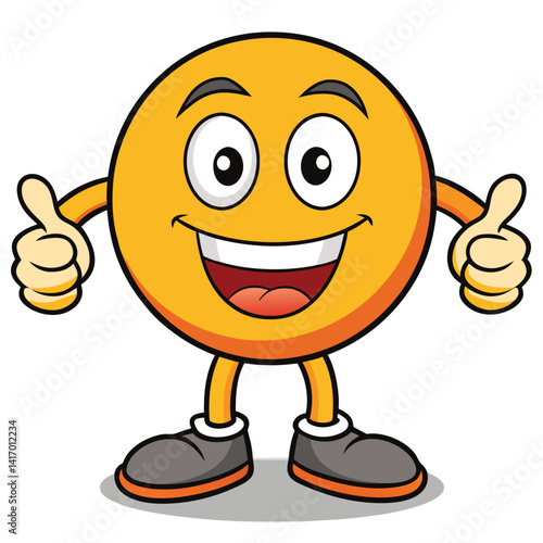 Happy cartoon emoji with thumbs up