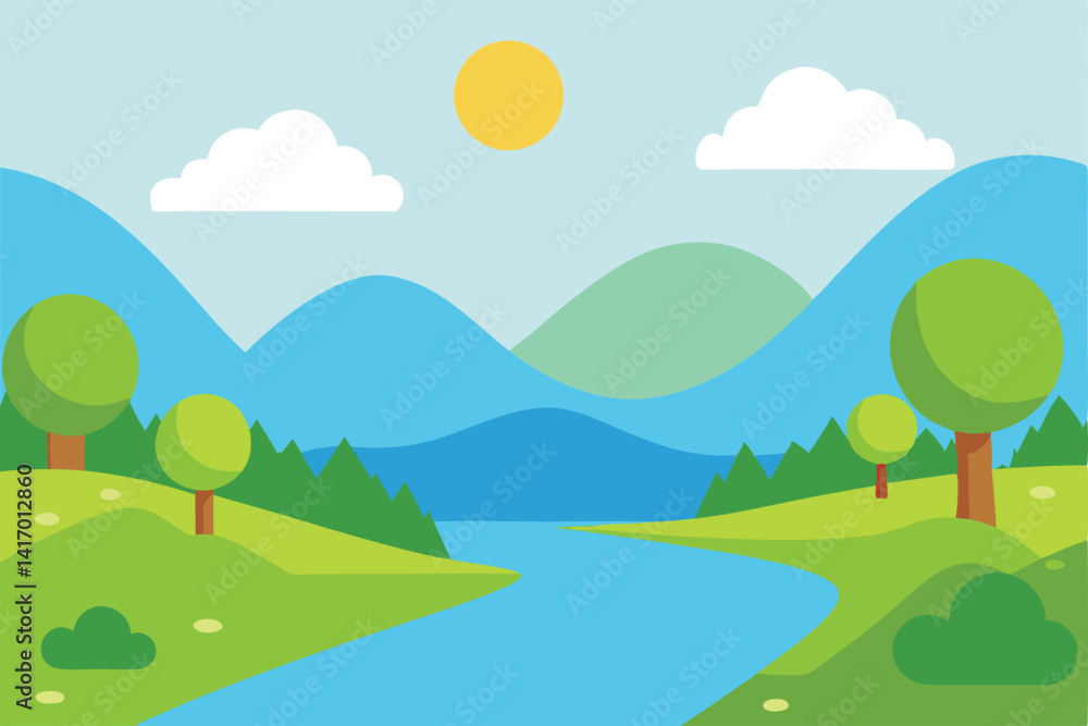 landscape with trees and mountains landscape with trees and mountains