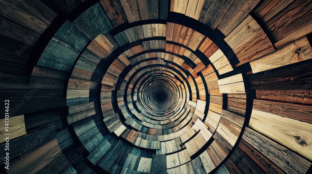 Fototapeta premium Circular wooden tunnel