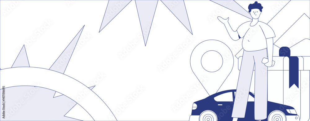 Obraz premium Flat vector concept operation hand drawn illustration of people taking a taxi 