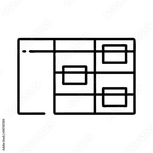 Kanban Board Illustration in Minimalist Style on White Background  
