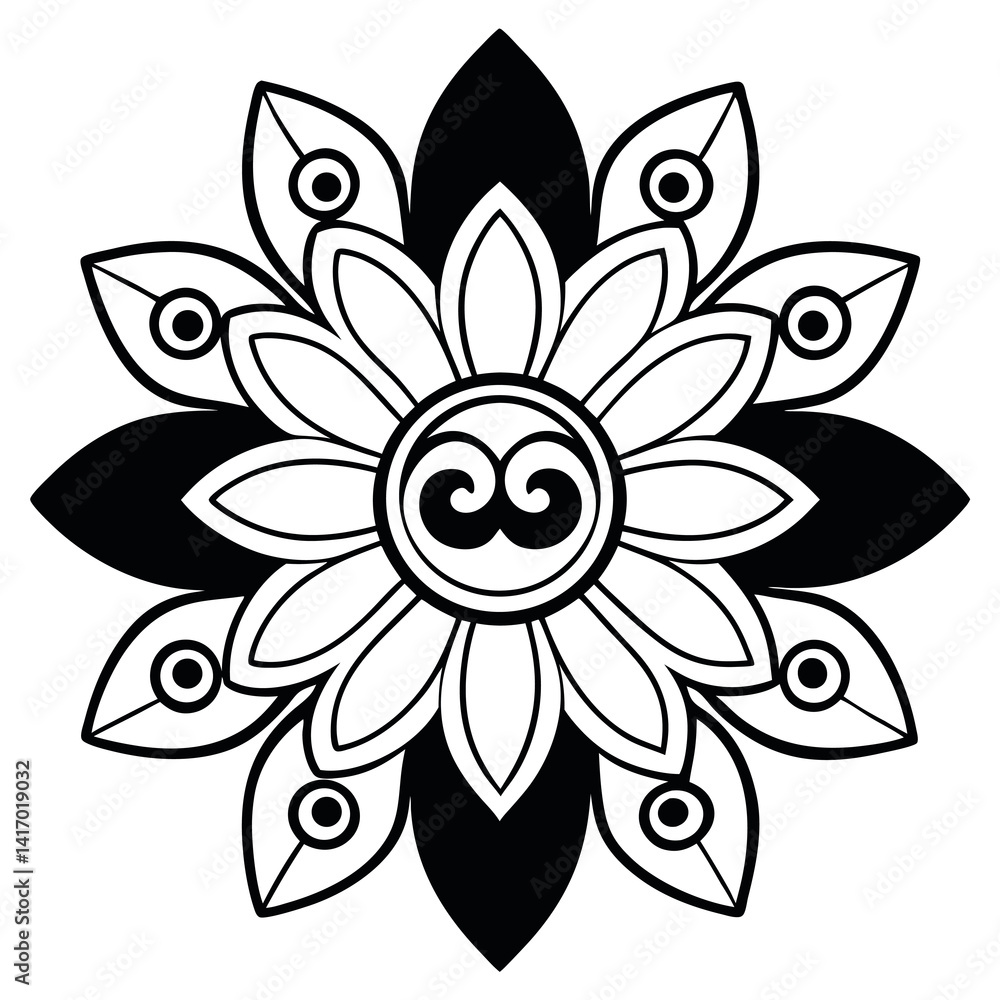 A black-and-white-vector-drawing-of-a-whimsical A black-and-white-vector-drawing-of-a-whimsical