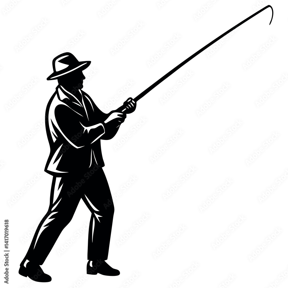A fisherman-casting-a-fishing-rod-on-white-background A fisherman-casting-a-fishing-rod-on-white-background