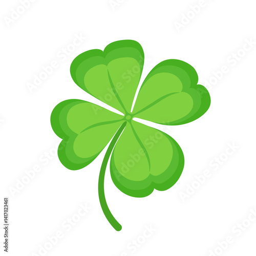 Lucky four leaf clover. Good luck symbol. Color vector illustration. Isolated on white background.	
