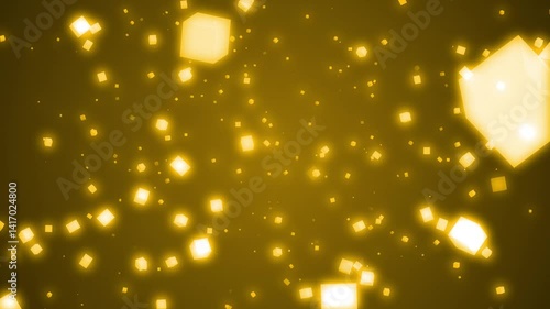 Abstract Yellow Gold Cube Particle Flow Animation Background Loop