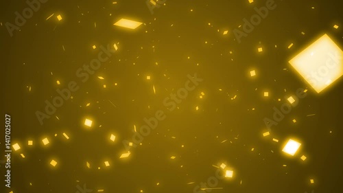 Abstract Yellow Gold Square Particle Flow Animation Background Loop