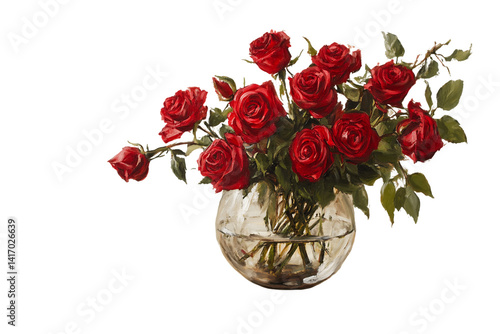 Wallpaper Mural Vibrant Red Roses in a Clear Glass Vase, PNG Torontodigital.ca