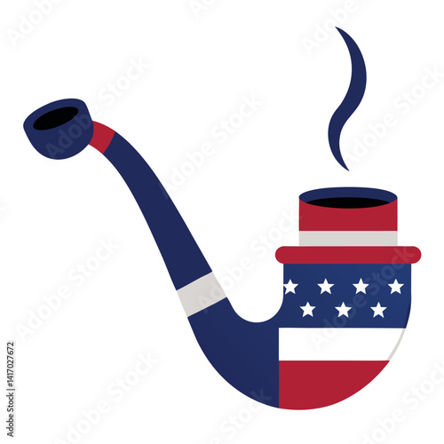 smoking-pipe-with-wrapped USA flag-on-white-background. 