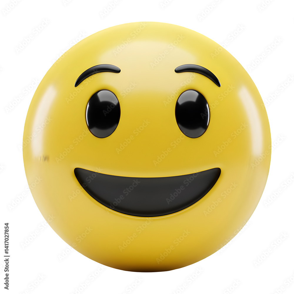 Fototapeta premium Smiling Yellow Sphere Emoticon Digital Rendering