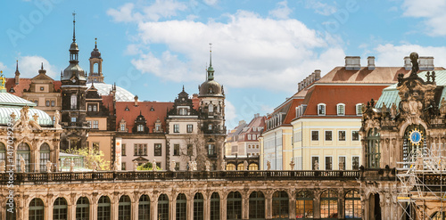 Obraz na płótnie Architectural monuments of Dresden. The palace complex. View from the Zwinger wall of the Residenzschloss w salonie