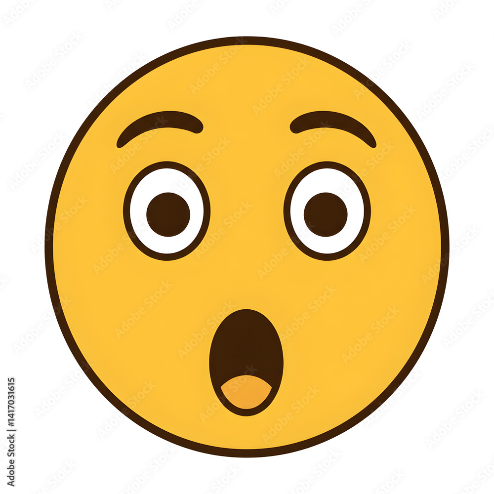 Astonished face emoticon with wide eyes and open mouth. Astonished face emoticon with wide eyes and open mouth.