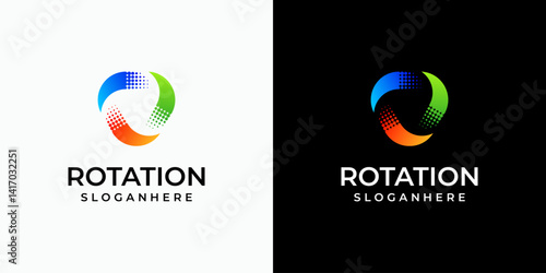 Colorful infinite triangle rotation vector logo design with circle gradient effect in modern, simple, clean and abstract style. Icon for business, research, technology and personal branding.